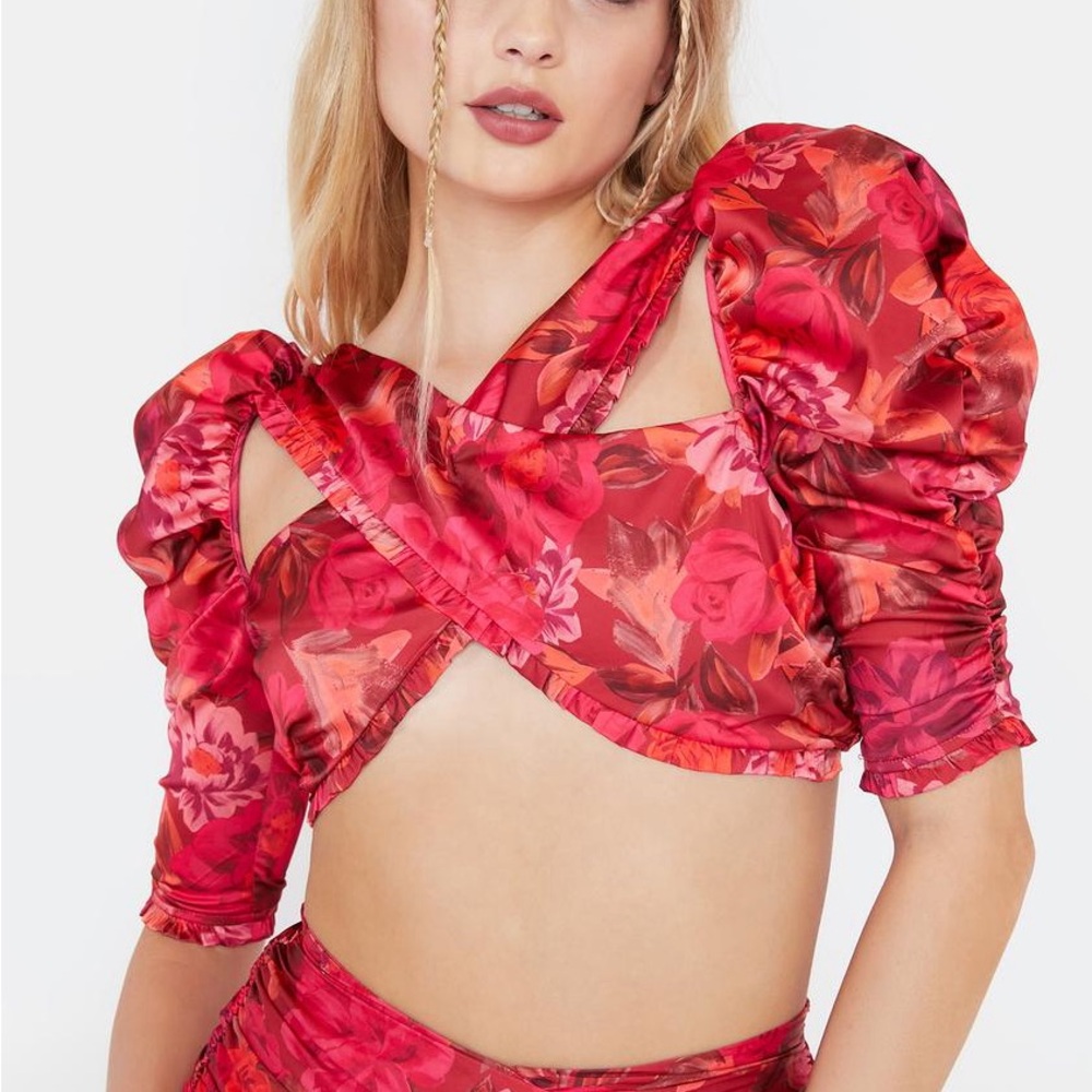 For Love and Lemons Floral Red Women's Top